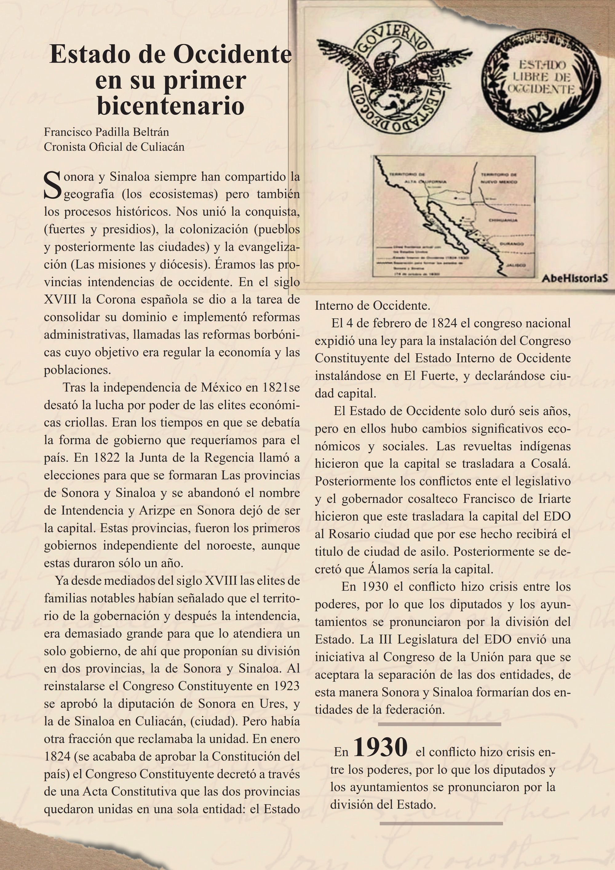 Estado de occidente en su primer bicentenario