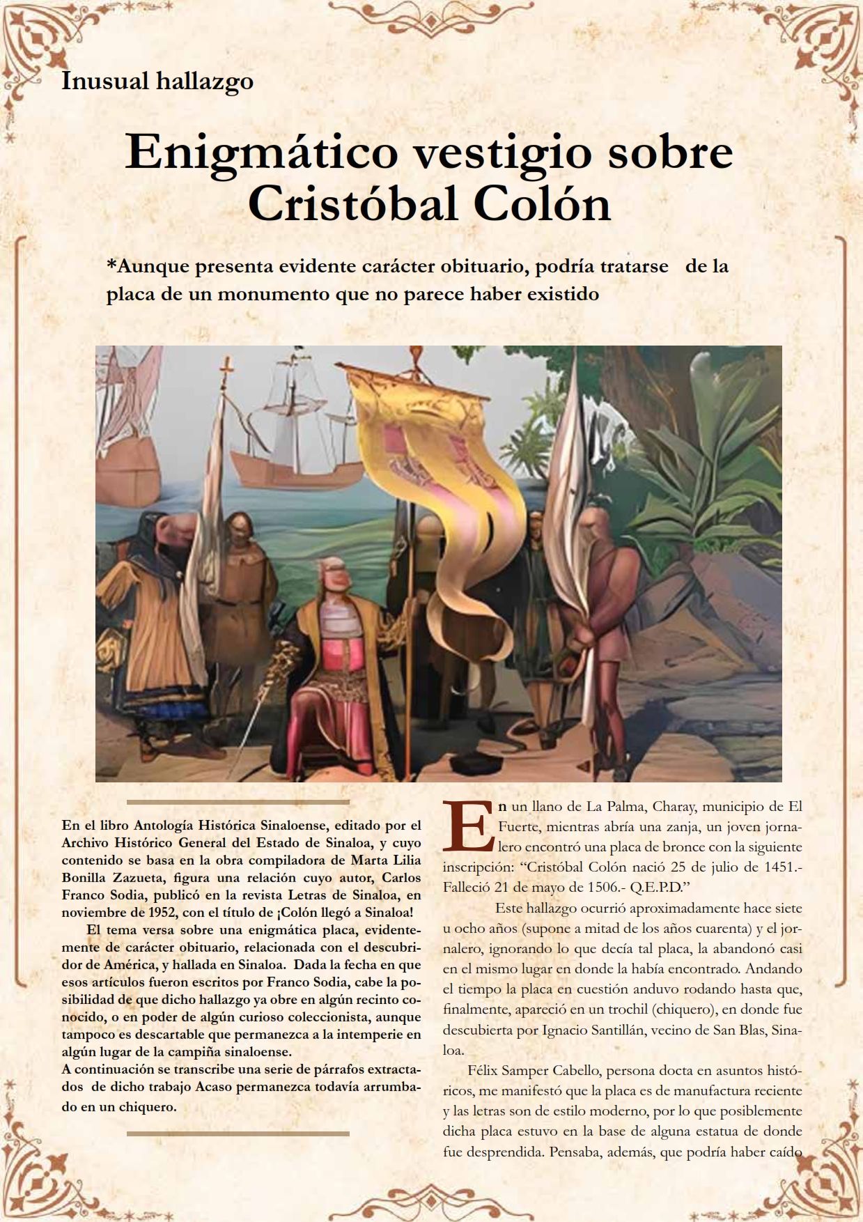 Enigmático vestigio sobre Cristóbal Colón