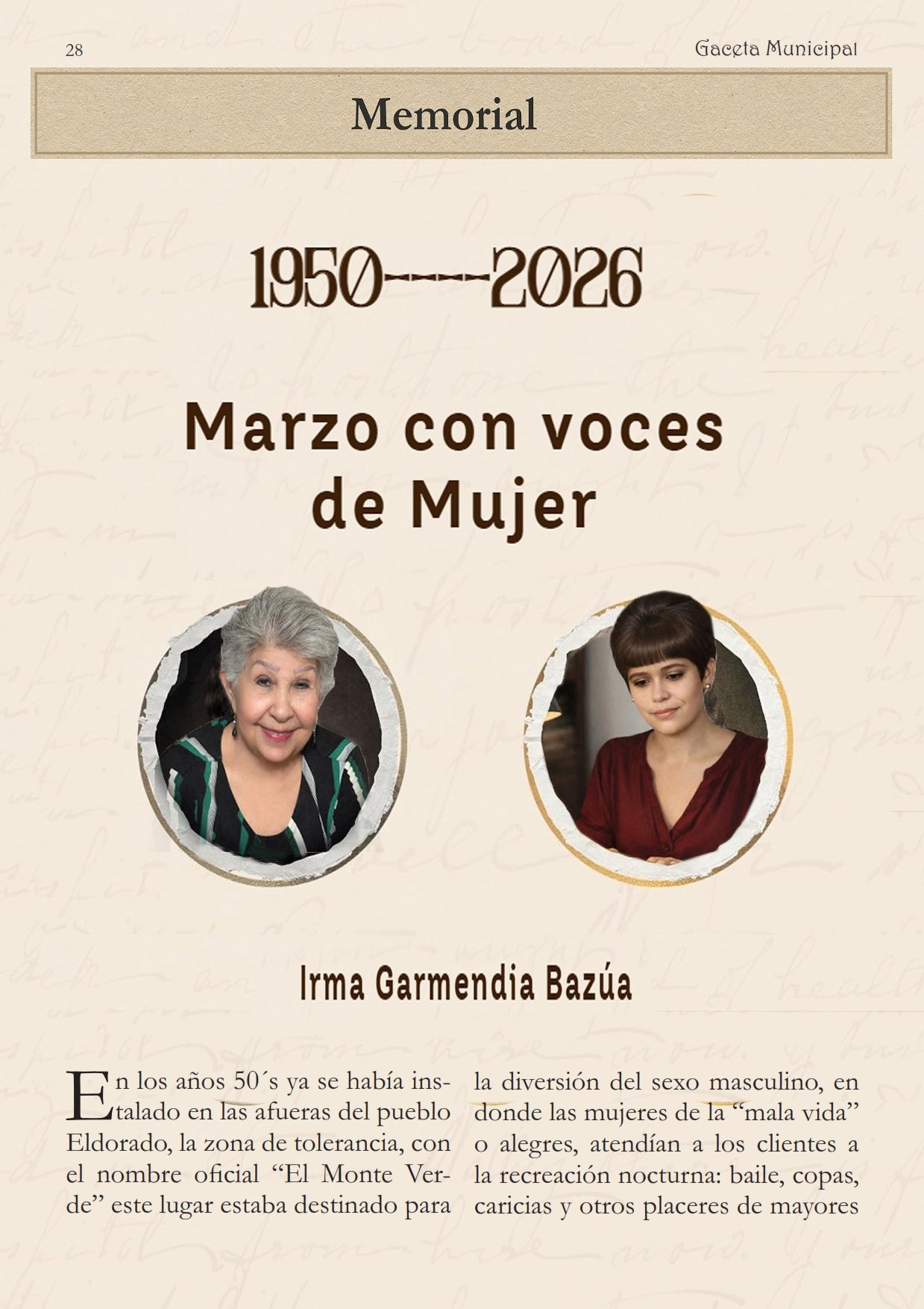 MEMORIAL  1950-2026 MARZO CON VOCES DE MUJER